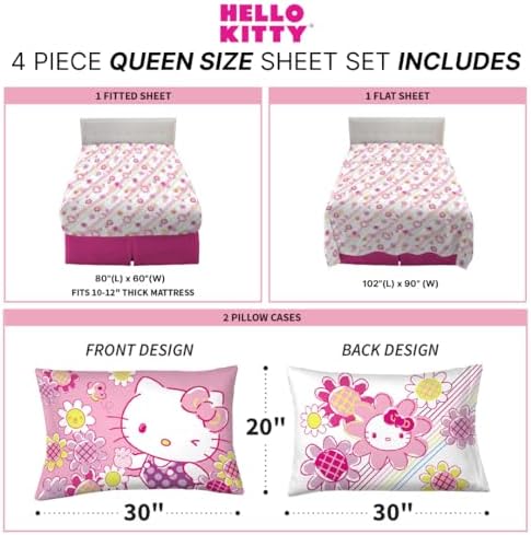 Franco Hello Kitty Bedding Microfiber Sheet Set Queen