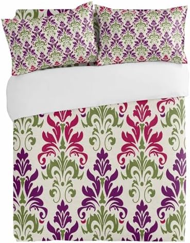 Alandar Home Boho Damask Duvet Cover Set 3 Piece Ultra Soft Linen Bedding