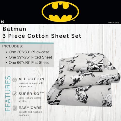 Franco Batman Kids 3-Piece Organic Cotton Sheet Set