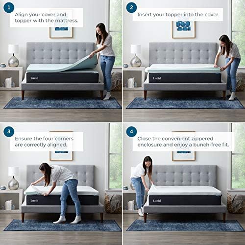 Lucid 2 Inch Mattress Topper Cover King - Zipper Design