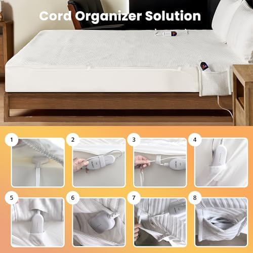 Blunique Electric Heated Mattress Pad Twin Size White