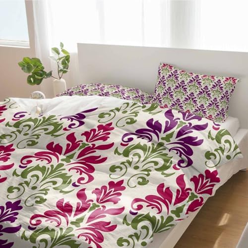 Alandar Home Boho Damask Duvet Cover Set 3 Piece Ultra Soft Linen Bedding
