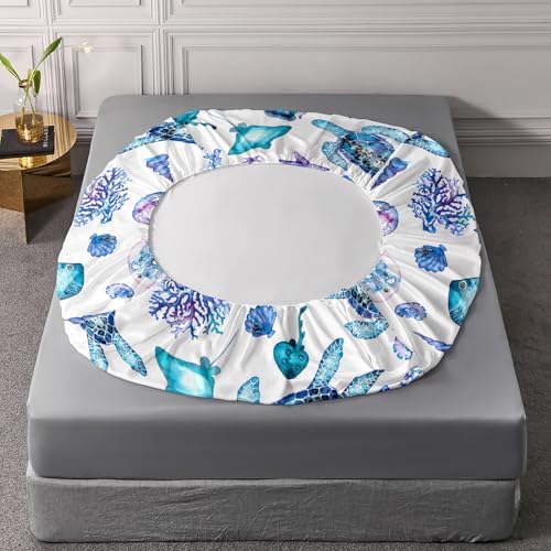 Blue Sea Turtle Sheet Set 4Pcs Ocean Decor