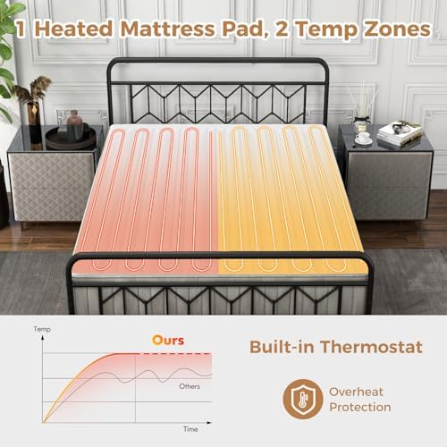 WELLHUT Dual Control Heated Mattress Pad Full Size