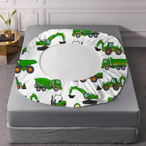 EDGZKO Green Tractor Kids Twin Sheet Set
