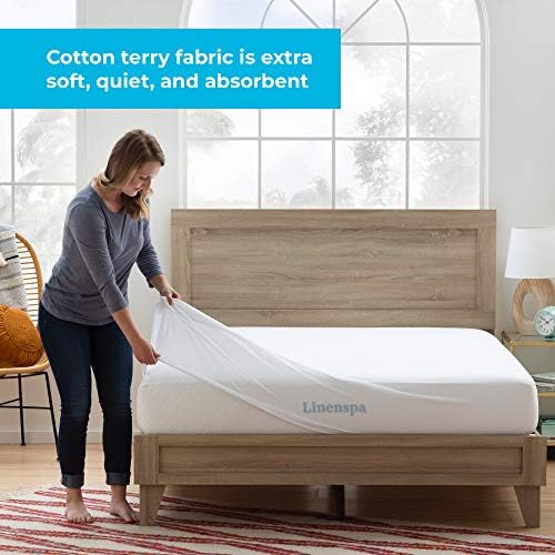 Linenspa Cotton Terry Waterproof Mattress Protector - Full Size 1