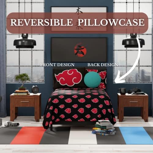 Franco Naruto Akatsuki Microfiber Twin XL Sheet Set