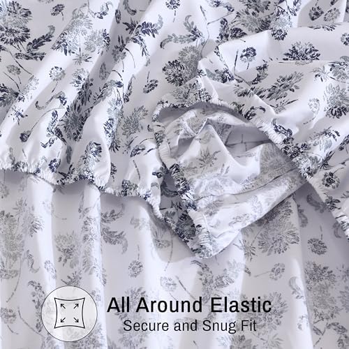 ZOYER 100 Cotton Queen Sheet Set - Cooling Percale 16 Deep Pockets 4 Piece