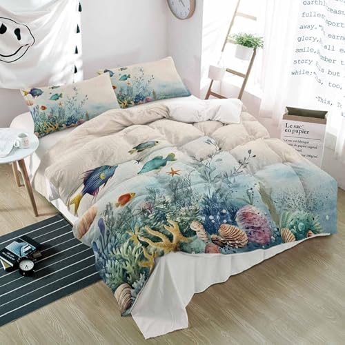 3 Piece Bedding Set with Cartoon Fish Design