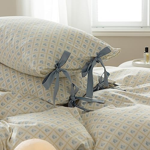AOJIM Duvet Cover Set with Zipper and Bowknot