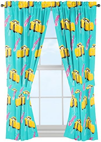 Disney Pixar Cars 3 Cruz Teal Yellow Curtain Set 4pc