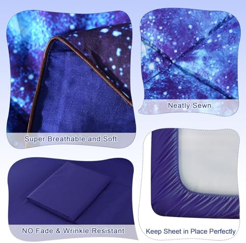 Wowelife Galaxy Bedding Set 5-Piece Full Size Blue