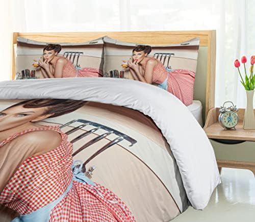 Ambesonne Pin Up Girl Duvet Cover Set Multicolor