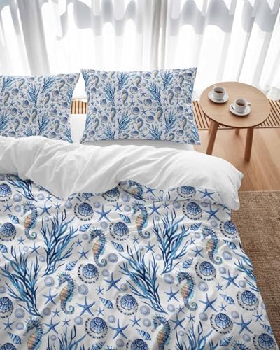 Blue Ocean Duvet Cover Set Full Size 3 Piece