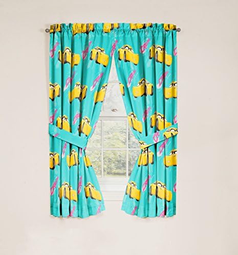 Disney Pixar Cars 3 Cruz Teal Yellow Curtain Set 4pc