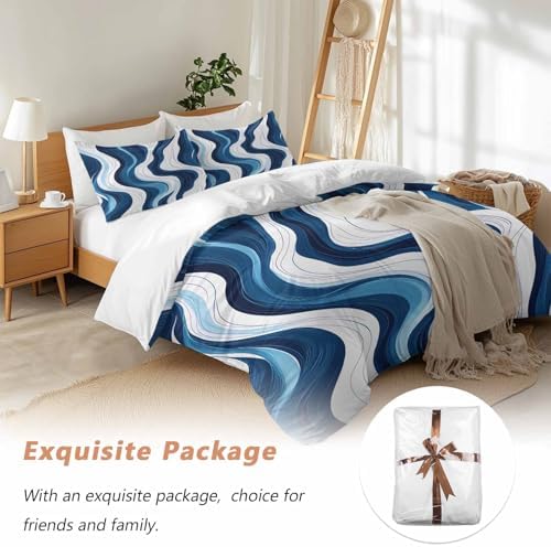 Sabolny Blue Stripe Duvet Cover Set 3 Piece 1