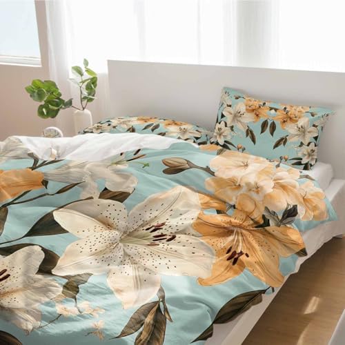 Alandar Home 3 Piece Farmhouse Floral Duvet Cover Set
