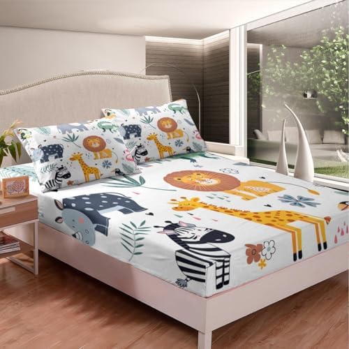 Feelyou Kids Zoo Fitted Sheet Pillow Sham Set