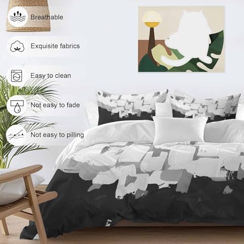 Sabolny Black White Queen Duvet Cover Set 3 Piece