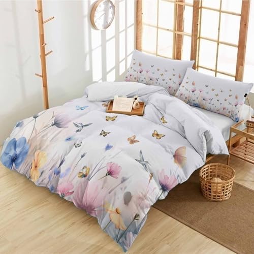 Alandar Home Duvet Cover Set Country Watercolor Flowers