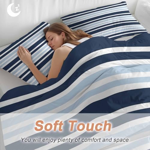 Sabolny Dark Blue Queen Duvet Cover Set 3 Piece 1