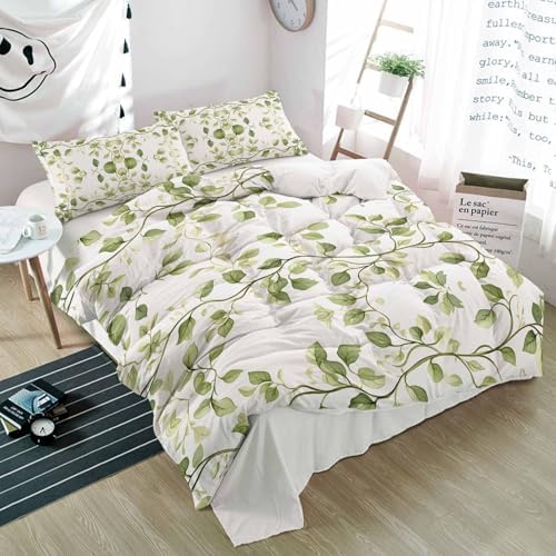 3 Piece Bedding Set - Spring Farm Gradient Botanical Duvet Cover Pillow Shams