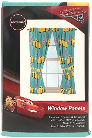 Disney Pixar Cars 3 Cruz Teal Yellow Curtain Set 4pc