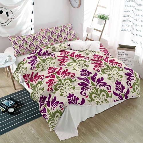 Alandar Home Boho Damask Duvet Cover Set 3 Piece Ultra Soft Linen Bedding