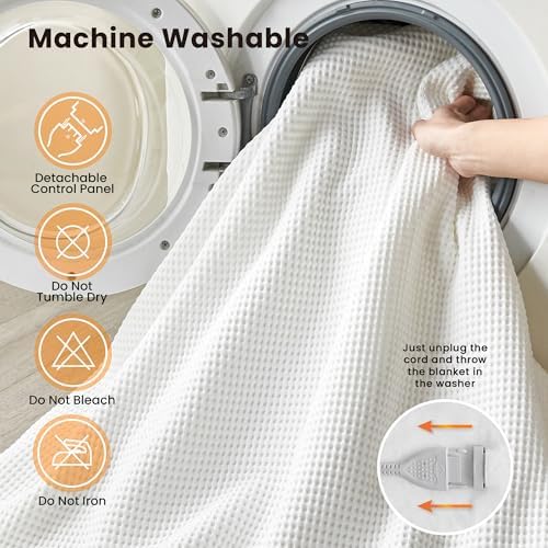 Blunique Electric Heated Mattress Pad Twin Size White
