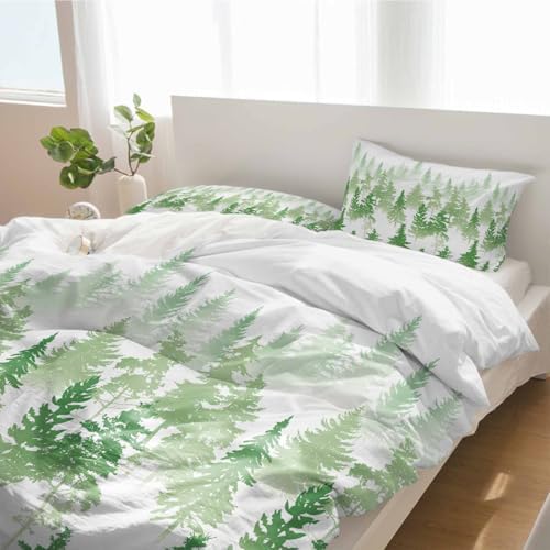 3 Piece Bedding Set with Forest Silhouette Duvet Cover and Pillow Shams