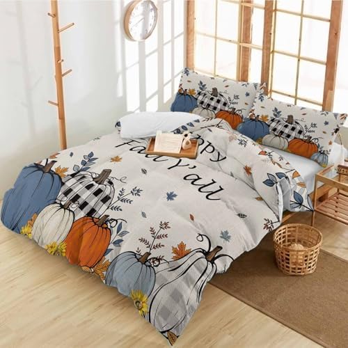 Alandar Home Duvet Cover Set Thanksgiving Pumpkin Fall Design