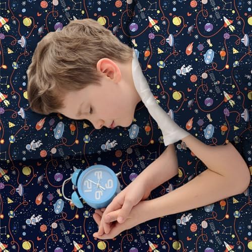 LONAVA Twin Sheet Set Kids - Astronauts 3 Piece Microfiber Bedding