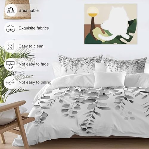 Sabolny Grey Eucalyptus Duvet Cover Set 3 Piece 1