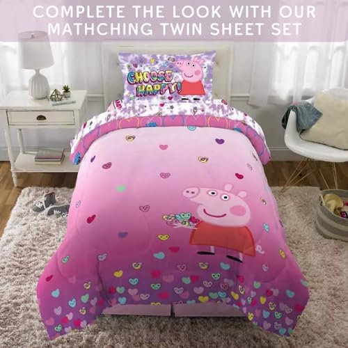 Franco Peppa Pig Pink Heart Kids Microfiber Sheet Set Twin