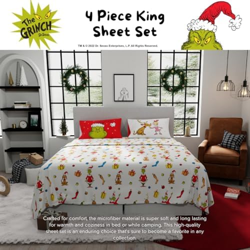 Franco Dr Seuss The Grinch 4-Piece King Sheet Set