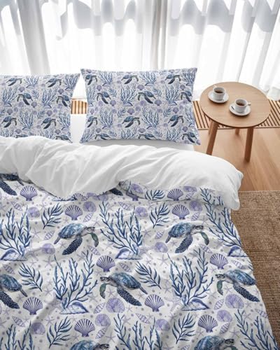 ZOE GARDEN Ocean Turtle Duvet Cover Queen Set