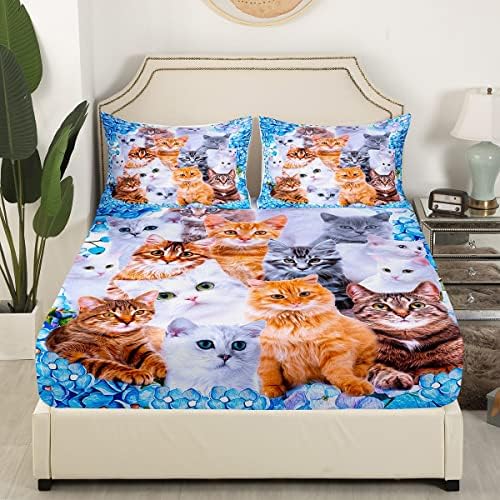 Feelyou Kids Cat Bedding Sheet Set 3Pcs Twin