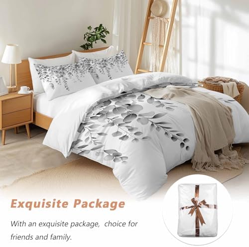 Sabolny Grey Eucalyptus Duvet Cover Set 3 Piece 1
