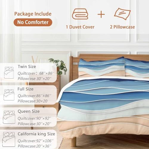 Sabolny Geometric Blue Duvet Cover Set 3 Piece