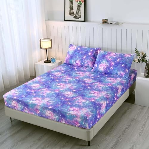 SDIII Colorful Galaxy Queen Fitted Sheet Set 1
