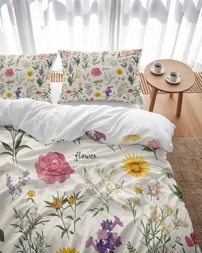 ZOE GARDEN Spring Botanical Duvet Cover Set with Pillowcases