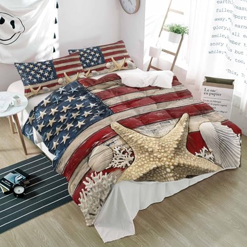 3 Piece Bedding Set with Retro Flag Design