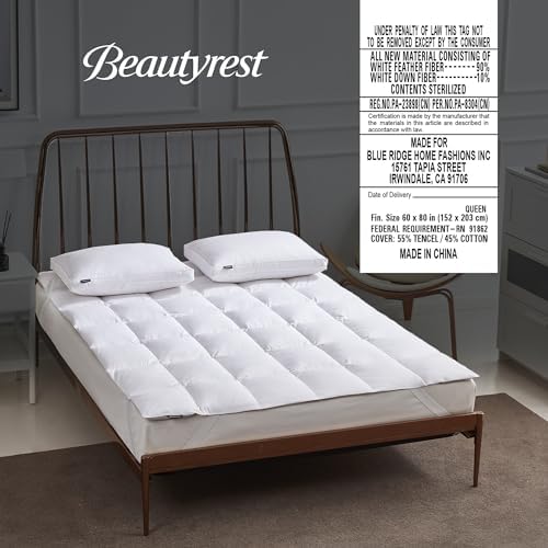 Beautyrest Queen Mattress Topper with Tencel Cotton Blend and Feather Down