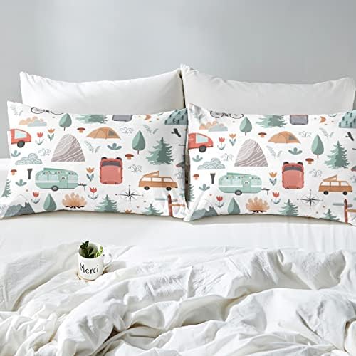 Erosebridal Kids Camper Theme Bedding Set 4Pcs