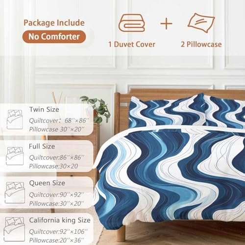 Sabolny Blue Stripe Duvet Cover Set 3 Piece 1