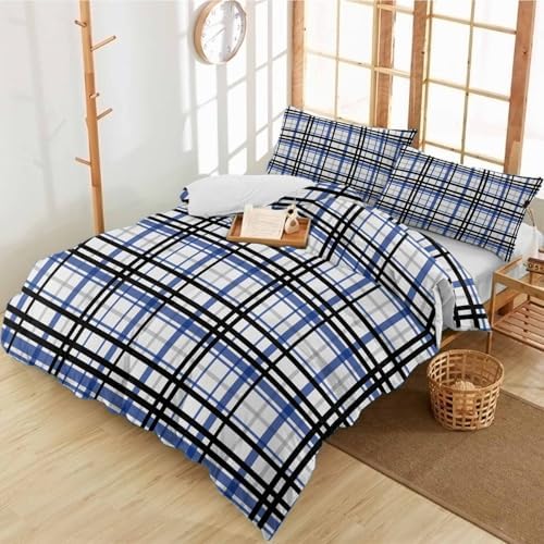 3 Piece Bedding Set with Abstract Black White Stripes