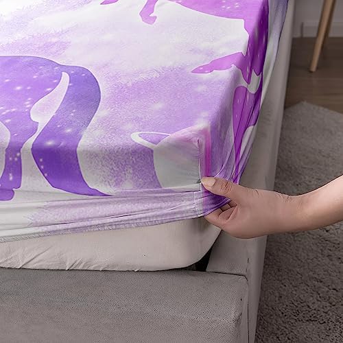HOSIMA Purple Unicorn Bedding Set for Girls Kids
