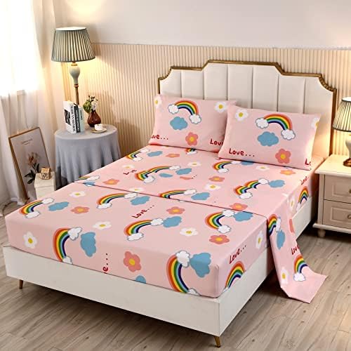 SDY 4PCS Mermaid Floral Twin Sheet Set