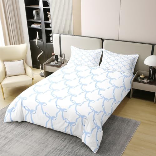 Feelyou Blue Bow Print Duvet Cover Set for Kids