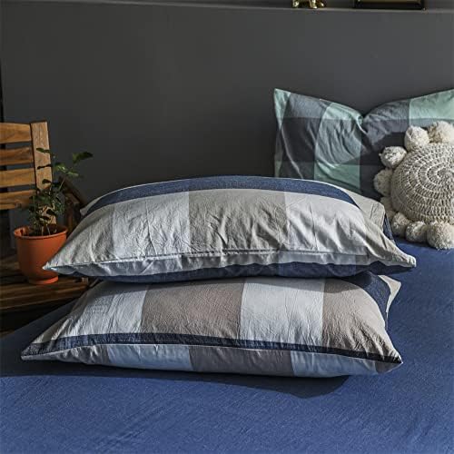 NSNLGSGC Twin Duvet Cover Set Navy Blue Linen Feel